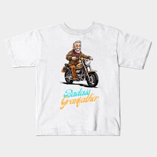 Badass Grandfather on a motorbike Kids T-Shirt